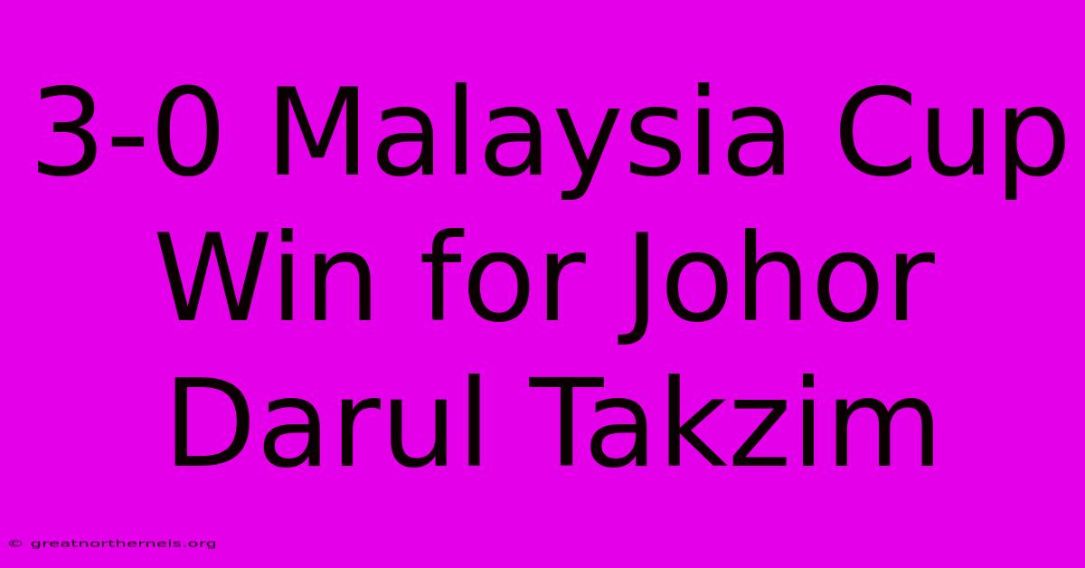 3-0 Malaysia Cup Win For Johor Darul Takzim