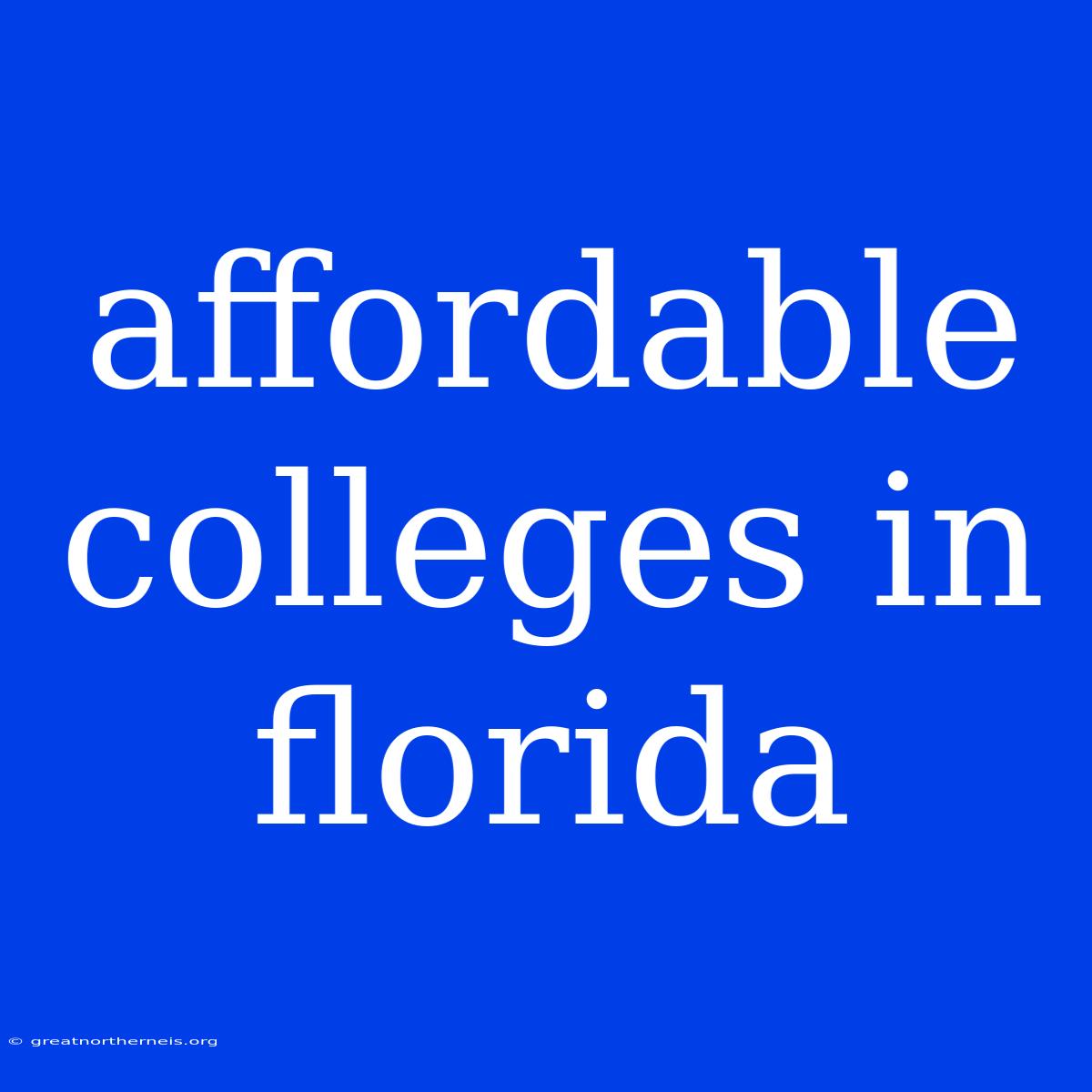 Affordable Colleges In Florida