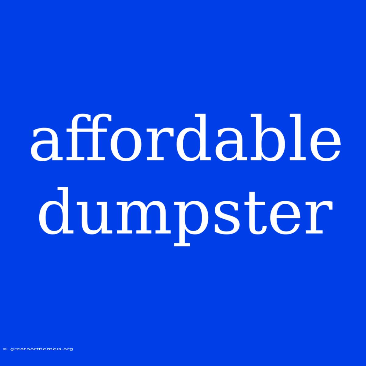 Affordable Dumpster