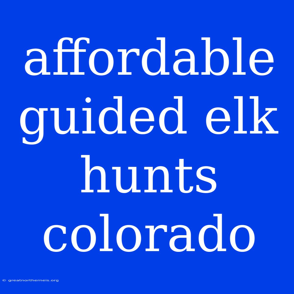 Affordable Guided Elk Hunts Colorado