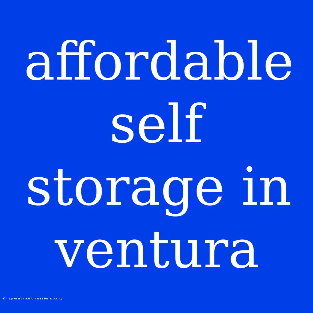 Affordable Self Storage In Ventura