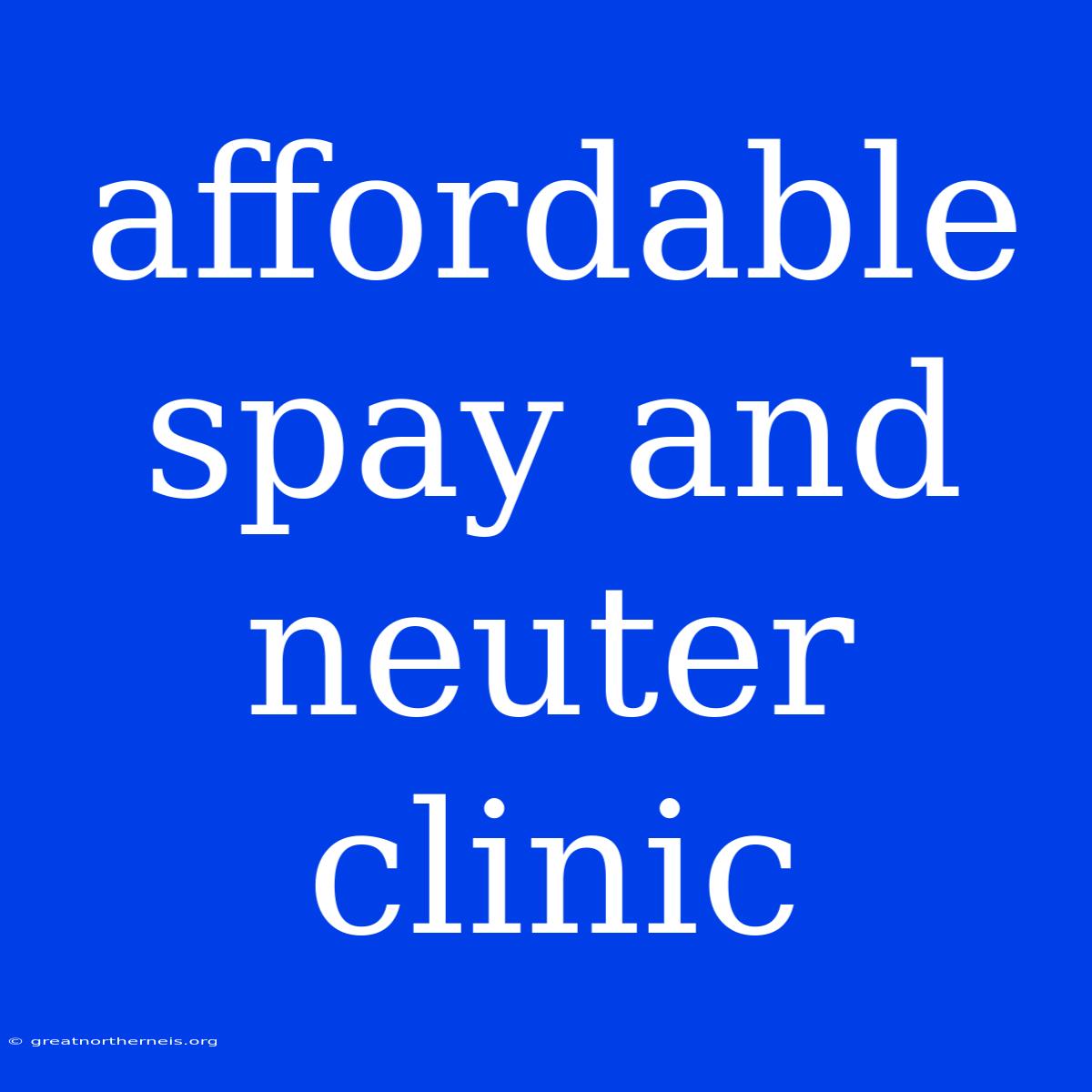 Affordable Spay And Neuter Clinic