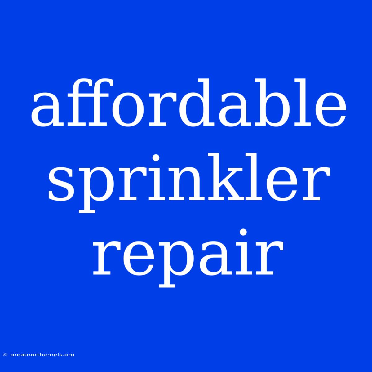 Affordable Sprinkler Repair