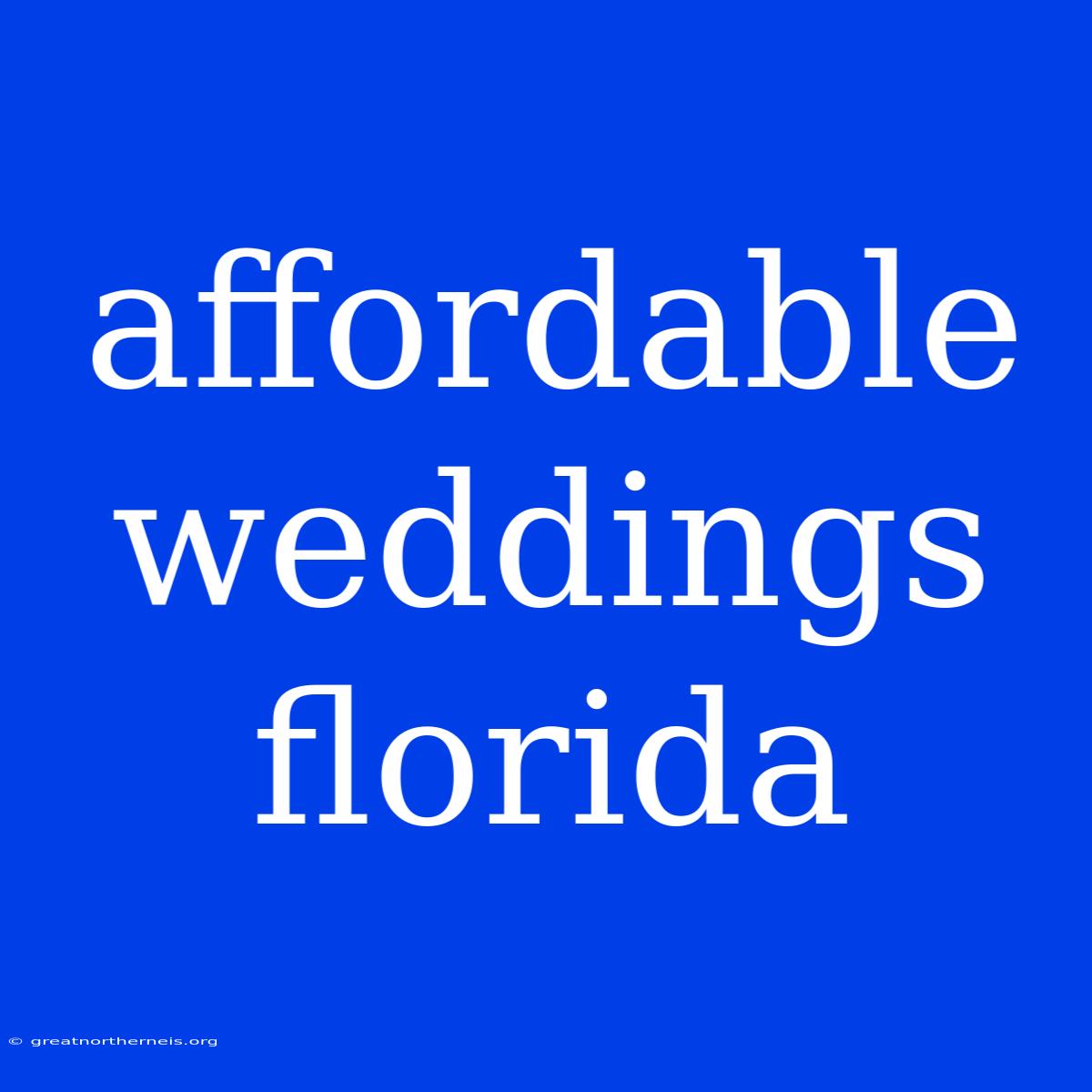 Affordable Weddings Florida