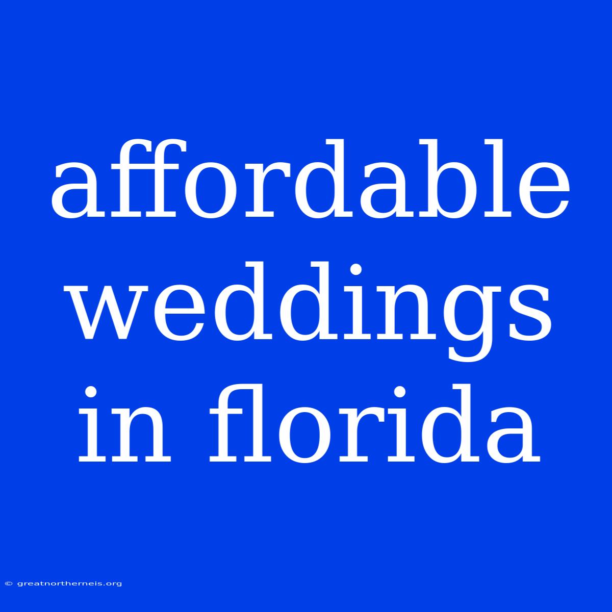 Affordable Weddings In Florida