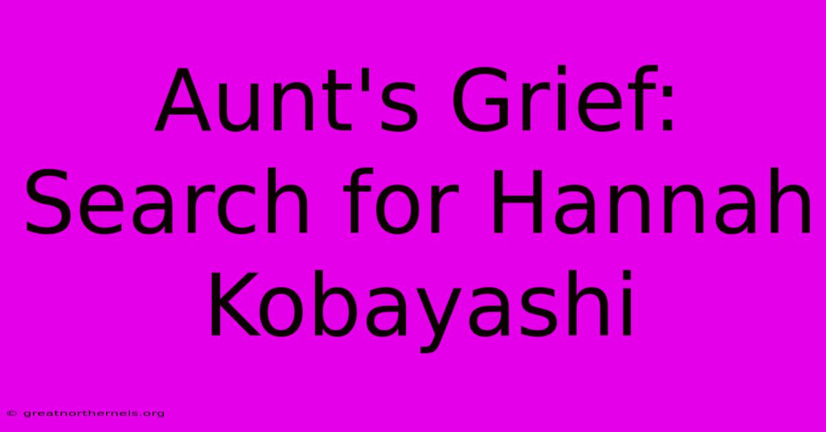 Aunt's Grief: Search For Hannah Kobayashi