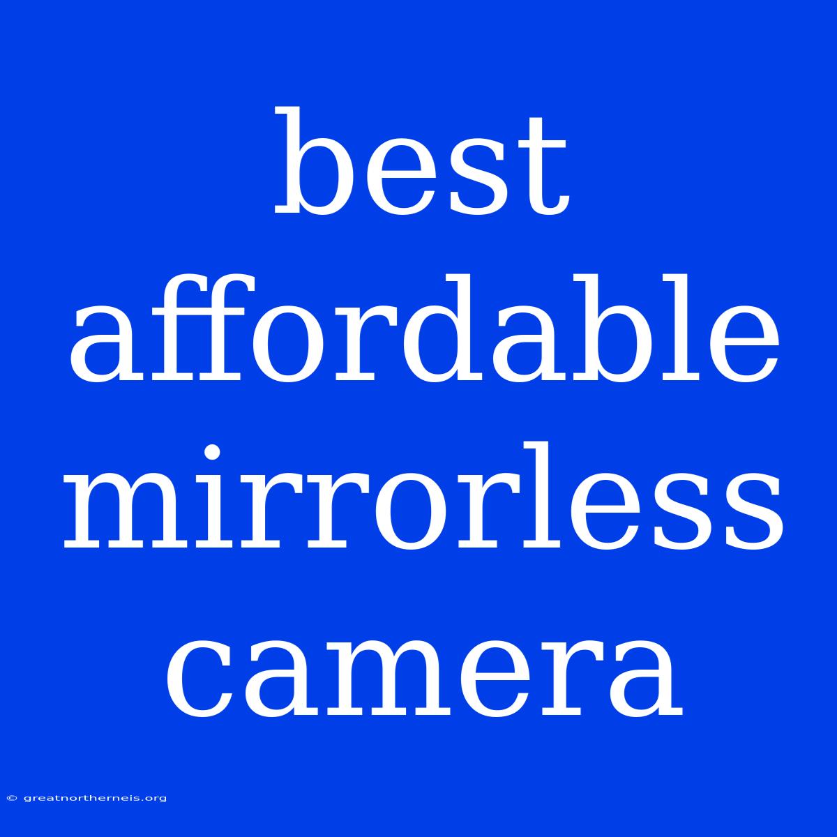 Best Affordable Mirrorless Camera