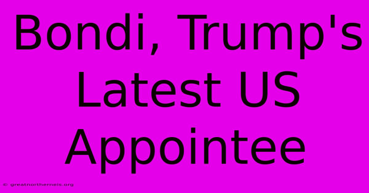 Bondi, Trump's Latest US Appointee