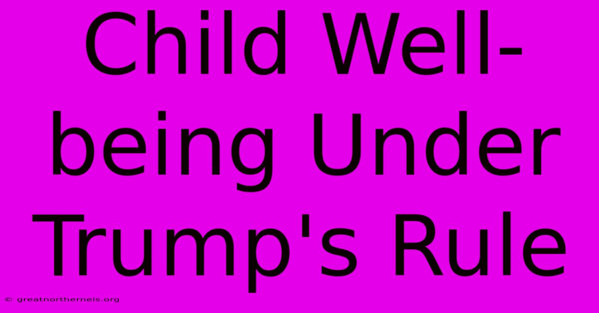 Child Well-being Under Trump's Rule