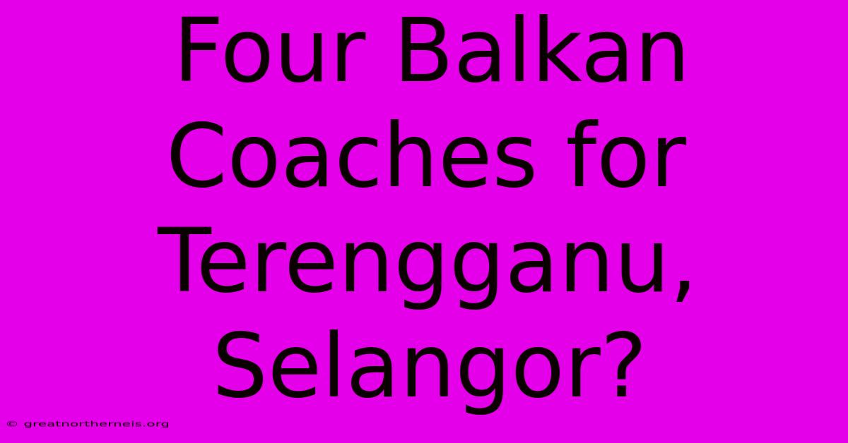 Four Balkan Coaches For Terengganu, Selangor?