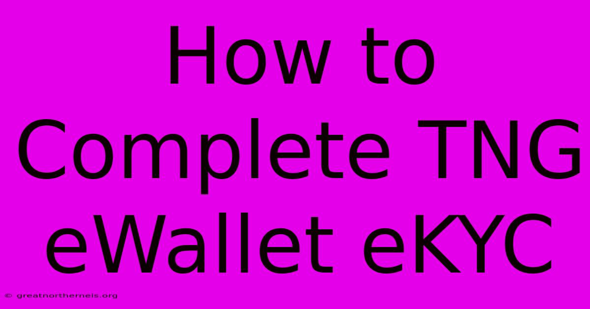 How To Complete TNG EWallet EKYC