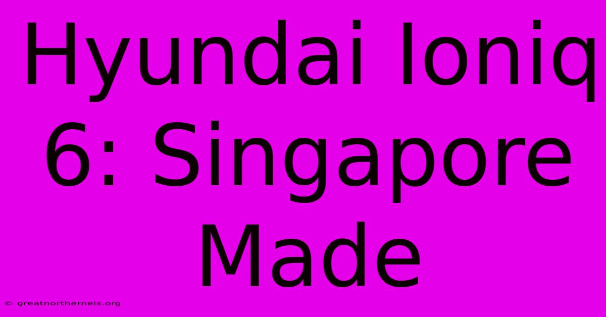 Hyundai Ioniq 6: Singapore Made