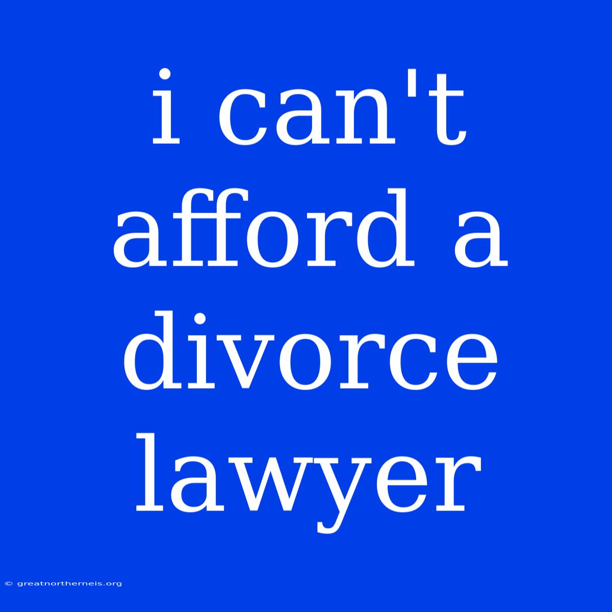 I Can't Afford A Divorce Lawyer