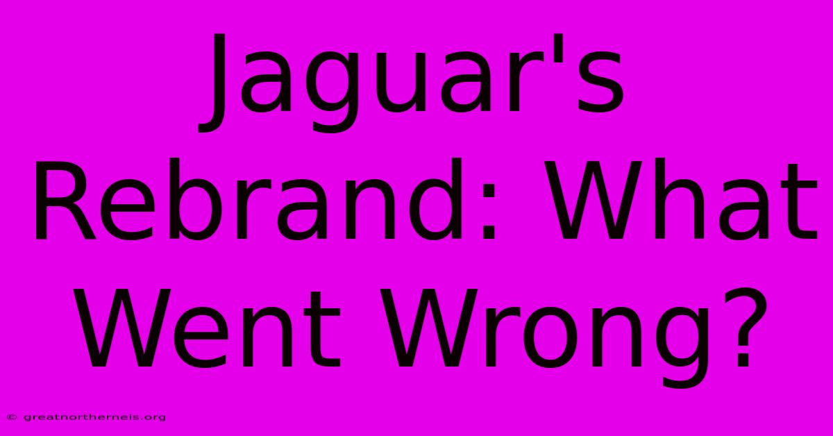 Jaguar's Rebrand: What Went Wrong?