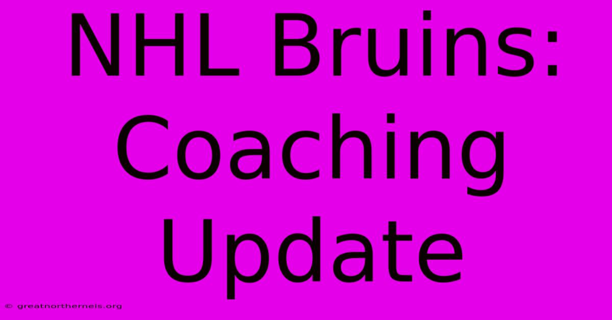 NHL Bruins: Coaching Update