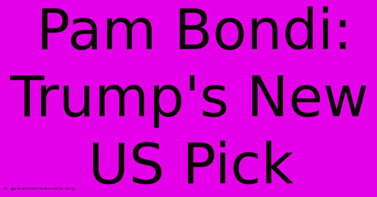 Pam Bondi: Trump's New US Pick