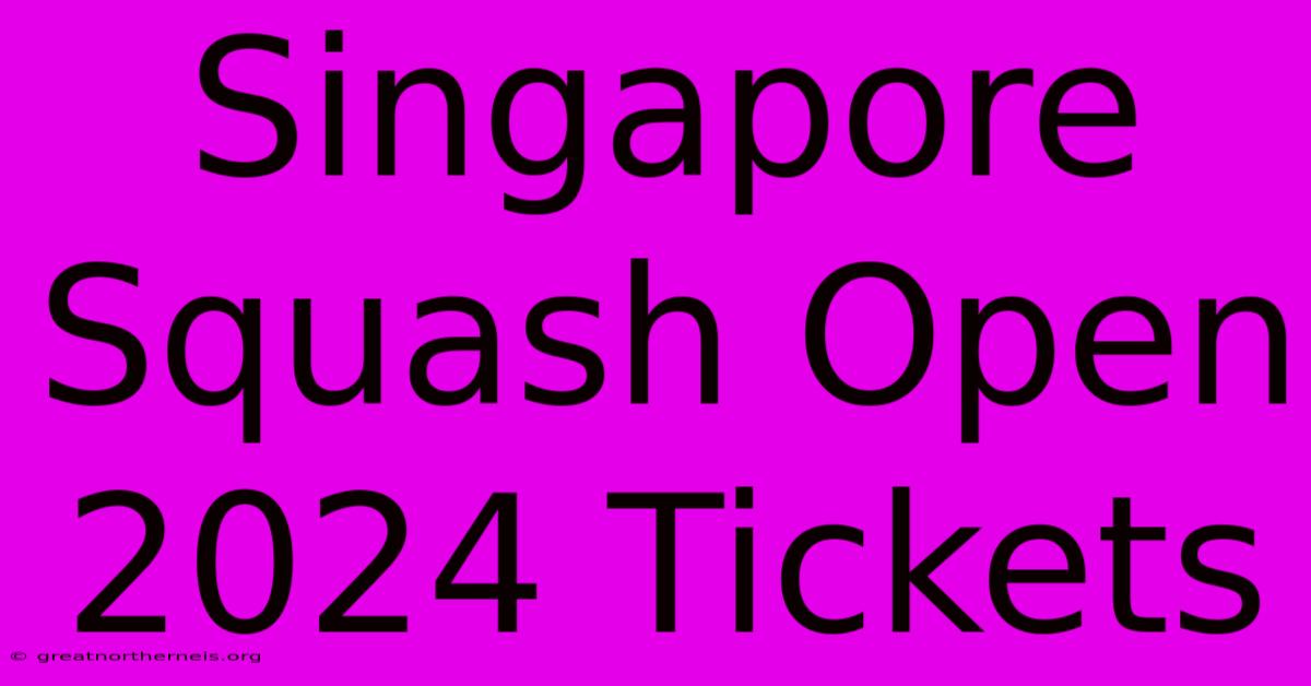 Singapore Squash Open 2024 Tickets