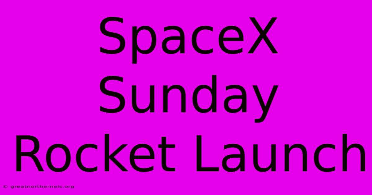 SpaceX Sunday Rocket Launch