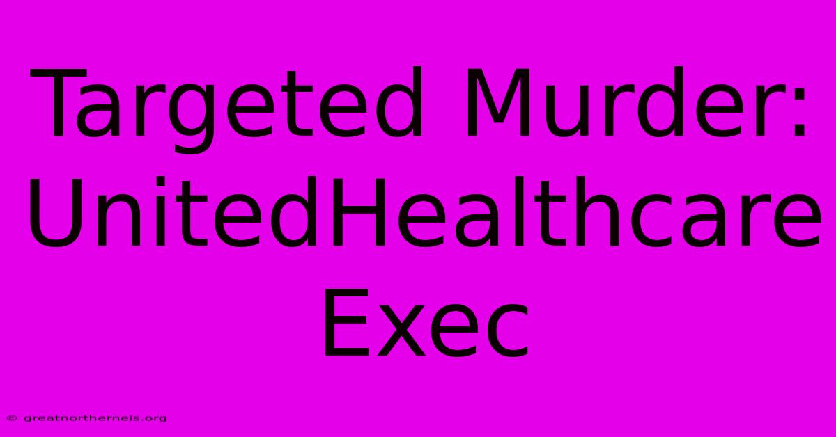 Targeted Murder: UnitedHealthcare Exec