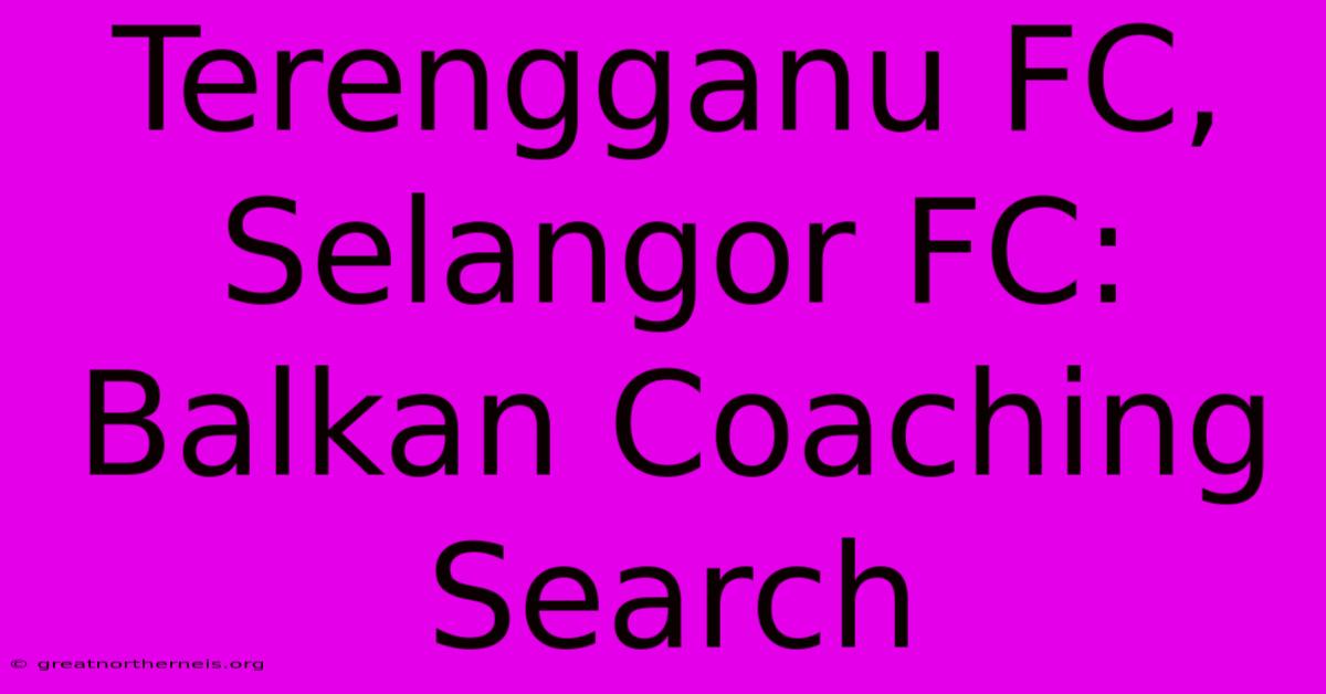 Terengganu FC, Selangor FC: Balkan Coaching Search