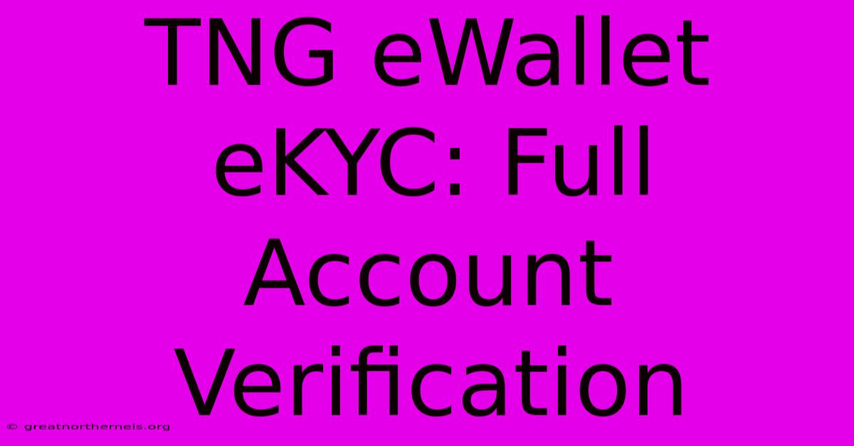 TNG EWallet EKYC: Full Account Verification