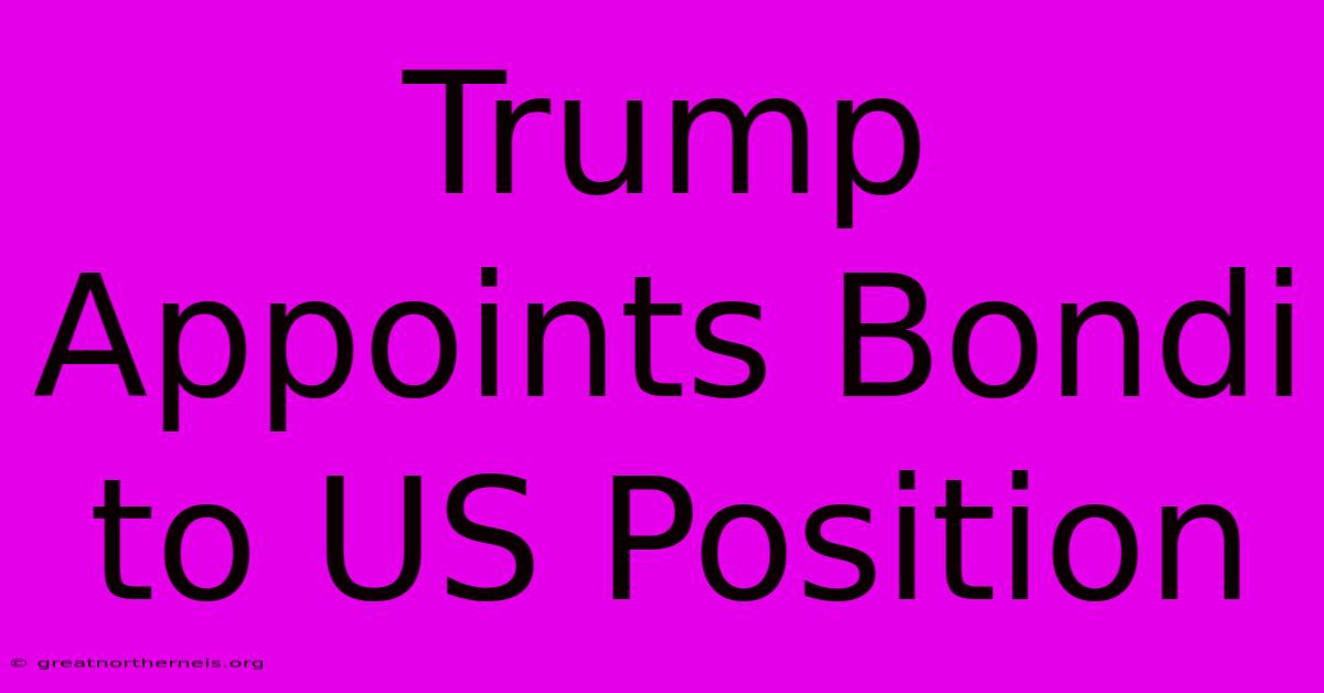 Trump Appoints Bondi To US Position