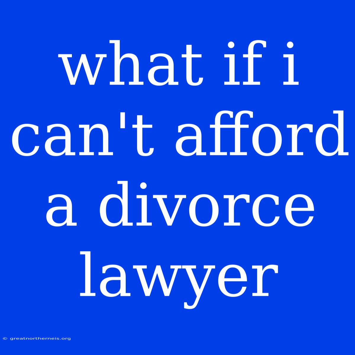 What If I Can't Afford A Divorce Lawyer