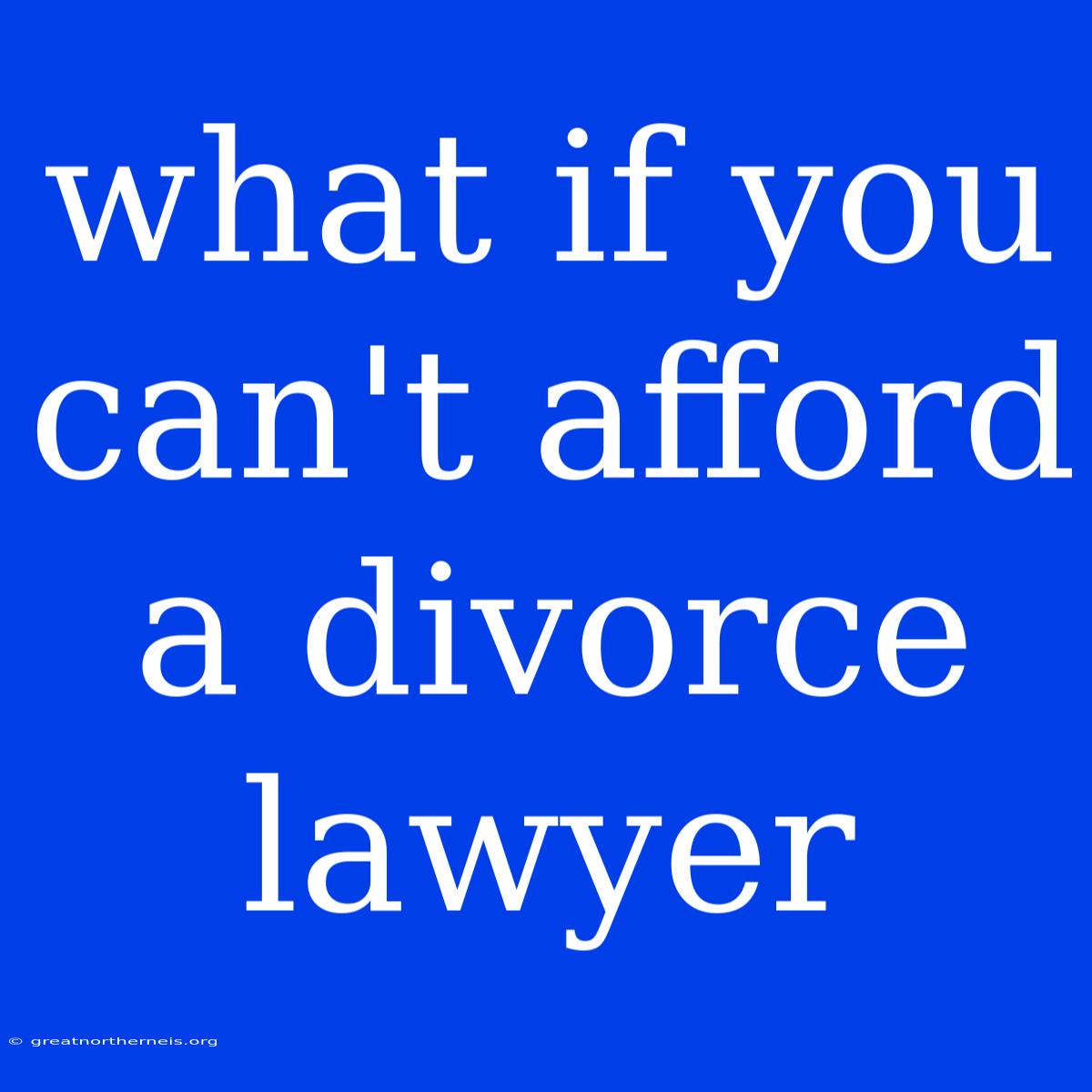 What If You Can't Afford A Divorce Lawyer