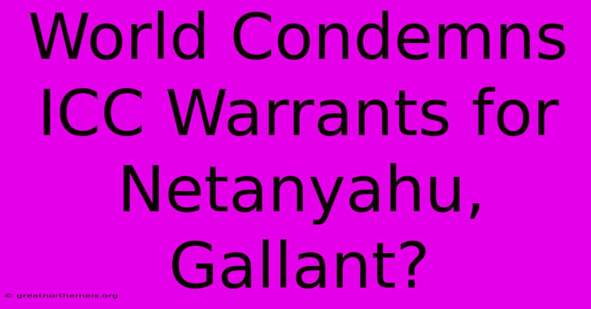 World Condemns ICC Warrants For Netanyahu, Gallant?